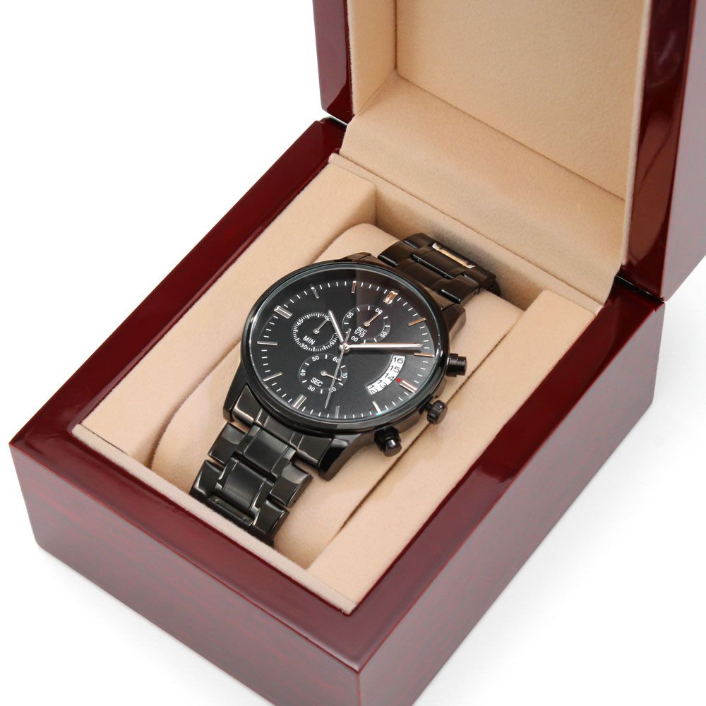 Dad Watch Make Every Moment Count with the Customizable Engraved Black Chronograph Watch: A Durable and Personalized Gift for the Special Men in Your Life