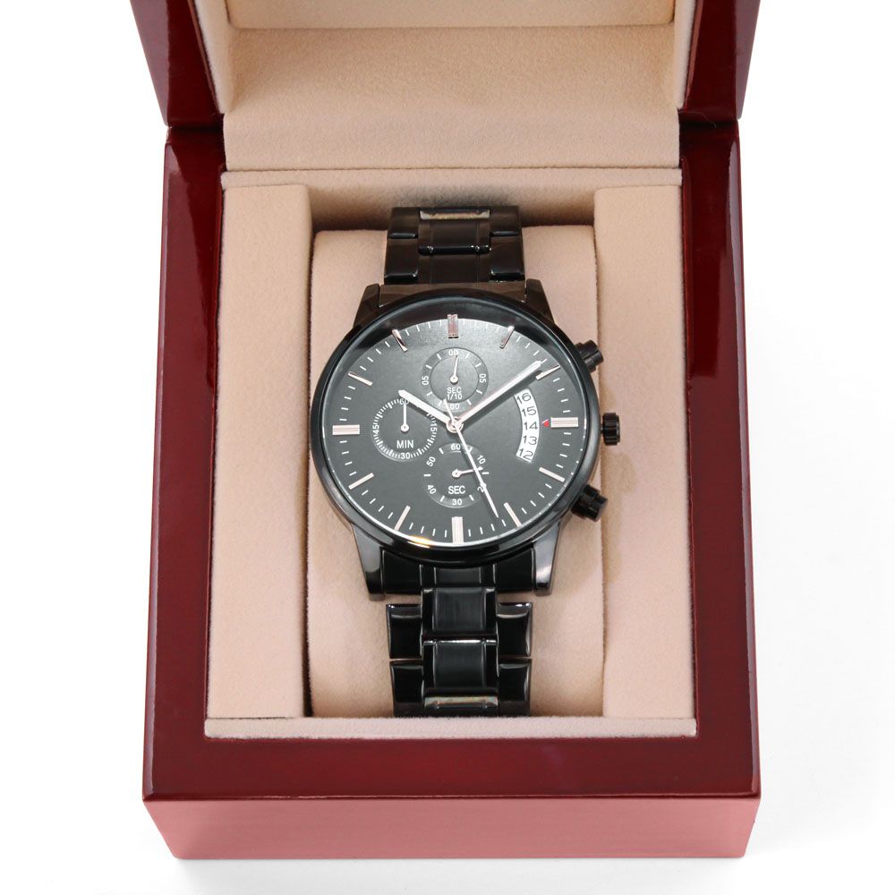 Dad Watch Make Every Moment Count with the Customizable Engraved Black Chronograph Watch: A Durable and Personalized Gift for the Special Men in Your Life