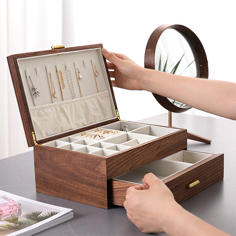 Pure Solid Wooden Jewelry Box Luxury Chinese Black Walnut