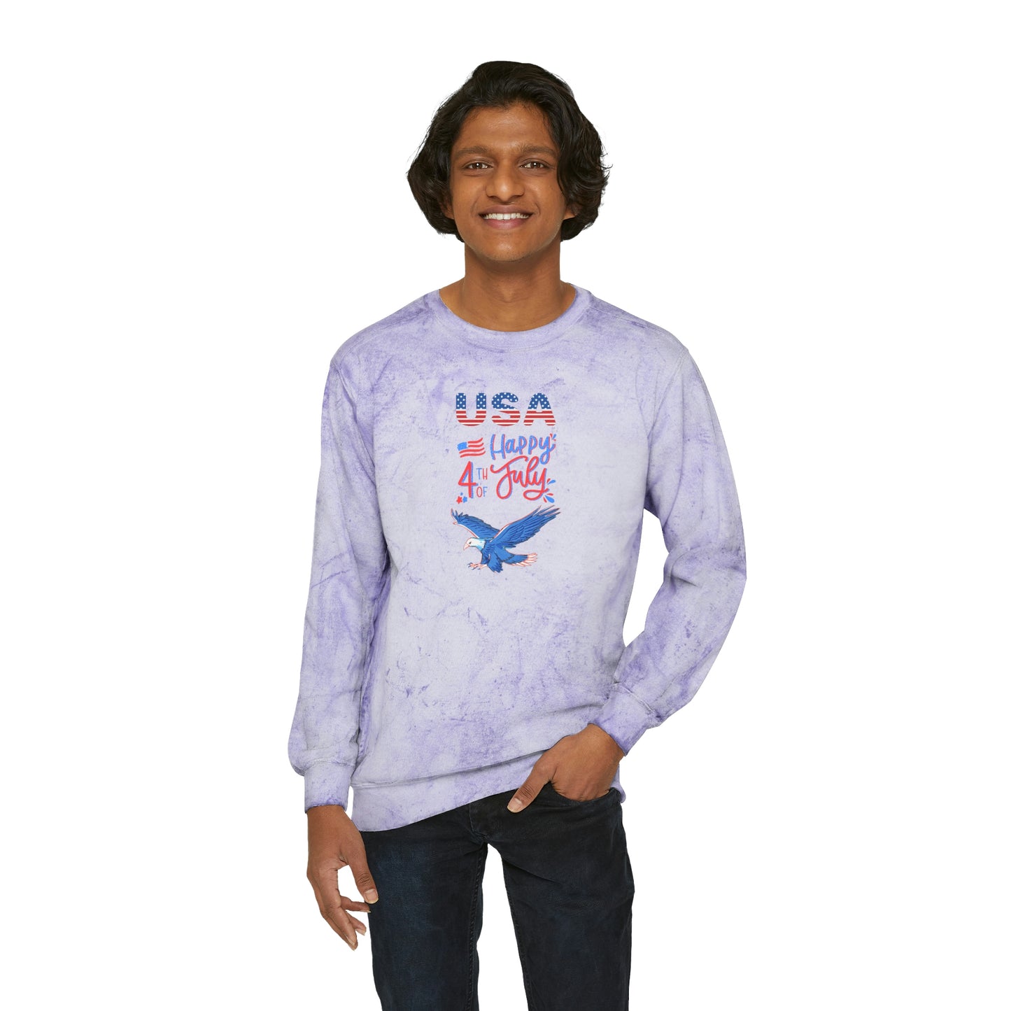 Sweatshirt Happy 4th of July, Men and Women Unisex Color Blast Crewneck Sweatshirt U.S.A