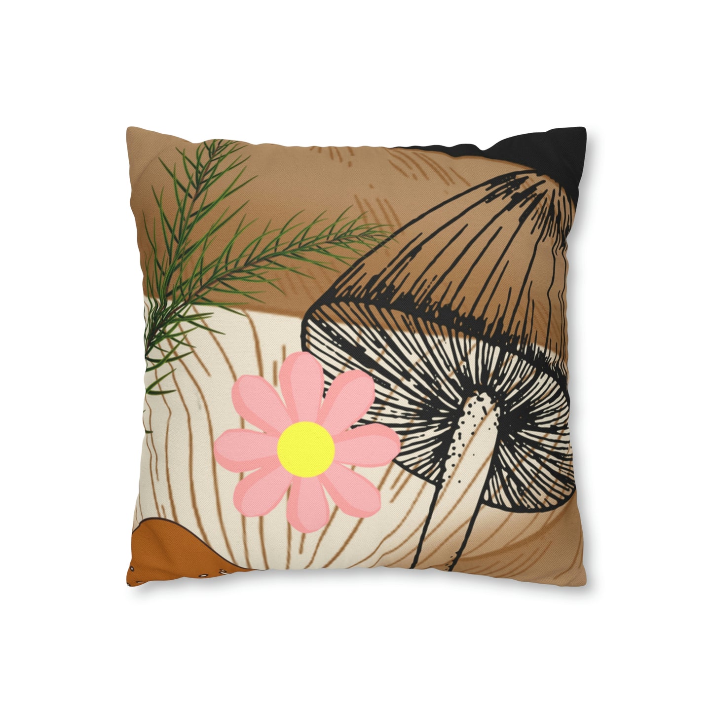 Mushroom Polyester Square Pillow | Spun Polyester Square Pillow Case | flower Playing card | Bird Décor pillow