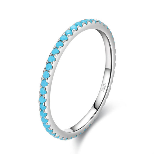 S925 Sterling Silver Turquoise Ring Female Fine Ring Jewelry Silver Jewelry