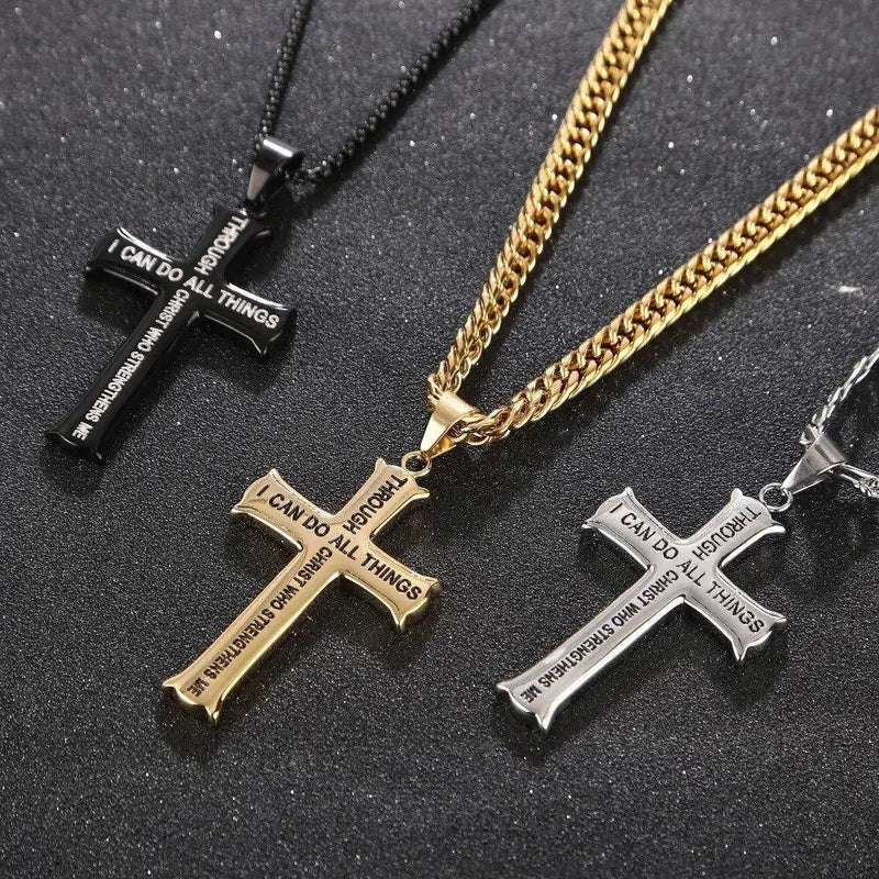 Cross, Fashionable Cross Necklace Pendant Men's Necklace Titanium Steel Jewelry