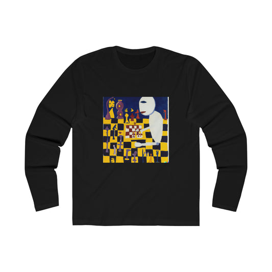 A tee Bring Art to Life with Men's Long Sleeve Crew Tee Featuring Matisse's Oil Painting of a Humanoid Robot Playing Chess