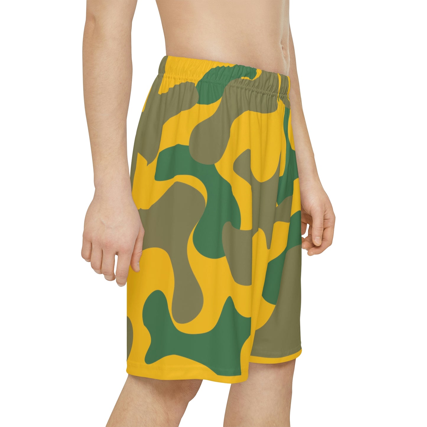 Shorts Yellow Men's Gym Shorts Camouflage color, great for workout, Basketball White