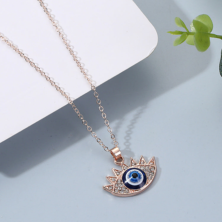 Turkish Eye Necklace Point Diamond Round Blue Eyes