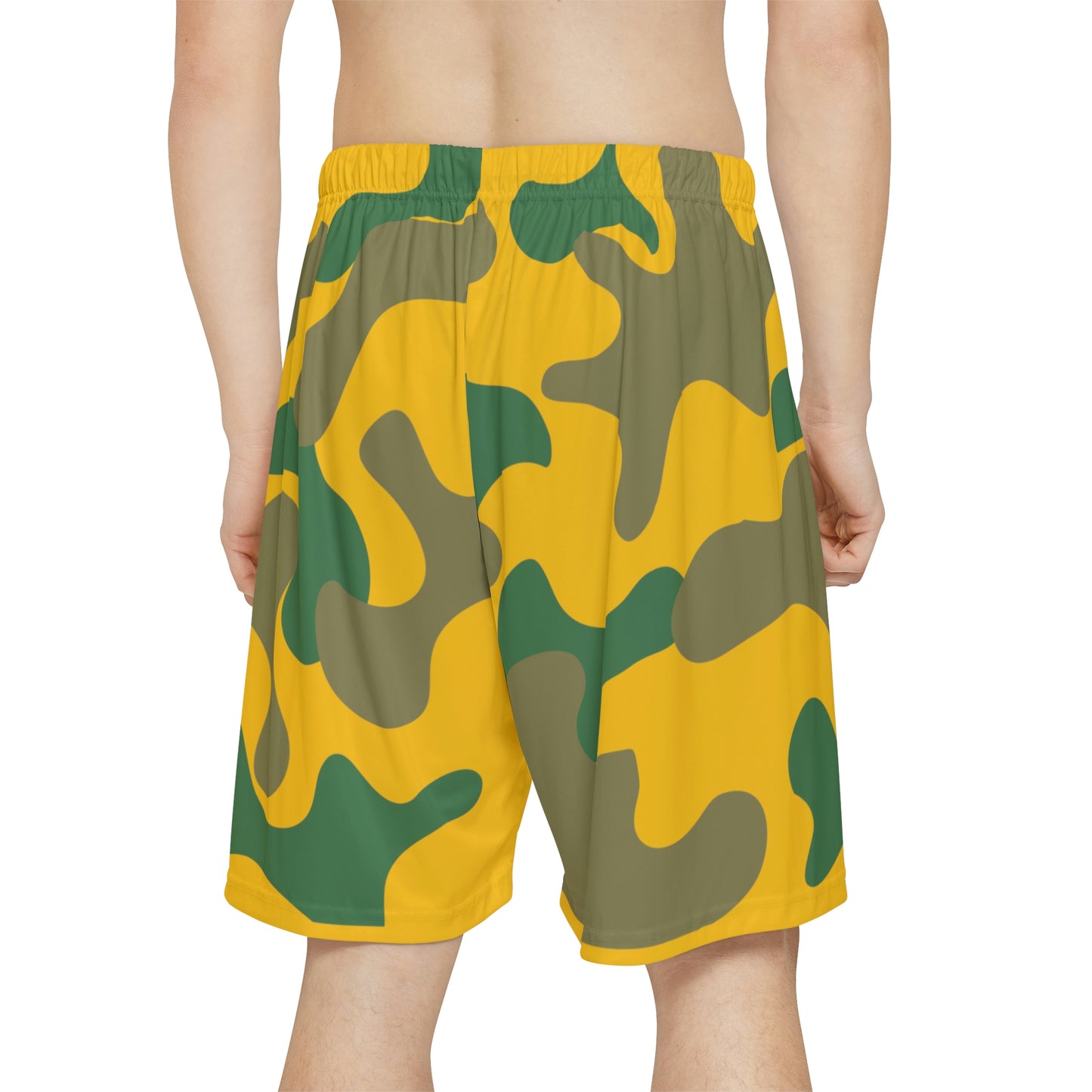 Shorts Yellow Men's Gym Shorts Camouflage color, great for workout, Basketball White