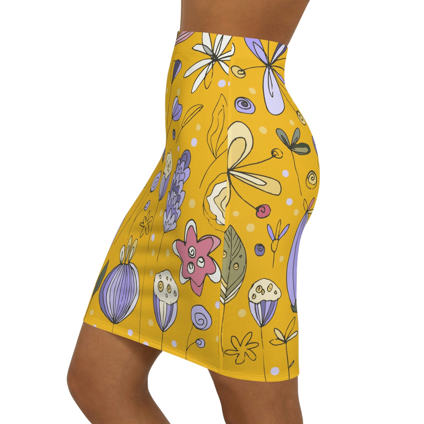 Women's Yellow Flower Mini Skirt Made in U.S.A