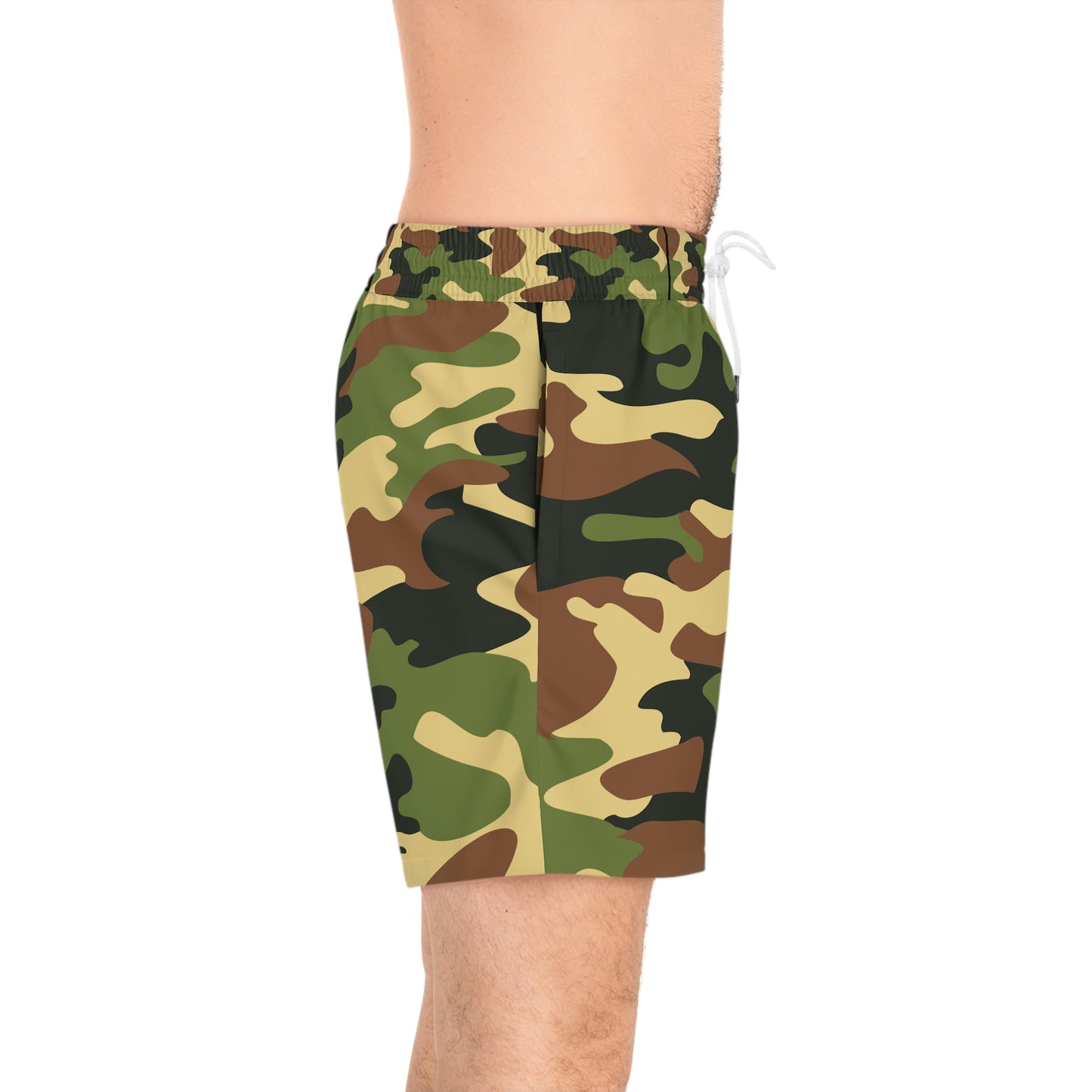 Swimwear Blend in with Style: Men's Mid-Length Camouflage Swim Shorts - Tiger Stripe Jungle Camouflage Pattern