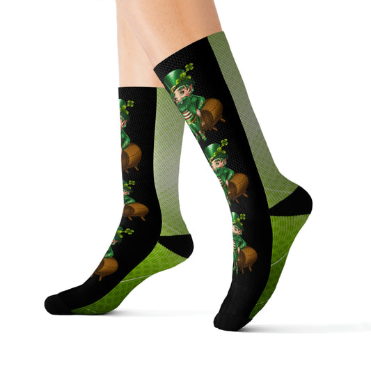 Socks Customizable St Patrick's Day Socks, Lucky Hat Socks, W Irish Funny Socks, Leprechaun Socks, Shamrock Socks, Irish Gift For Men, Lucky Gift Men Sublimation Socks, St. Patrick's sucks for Men, Irish