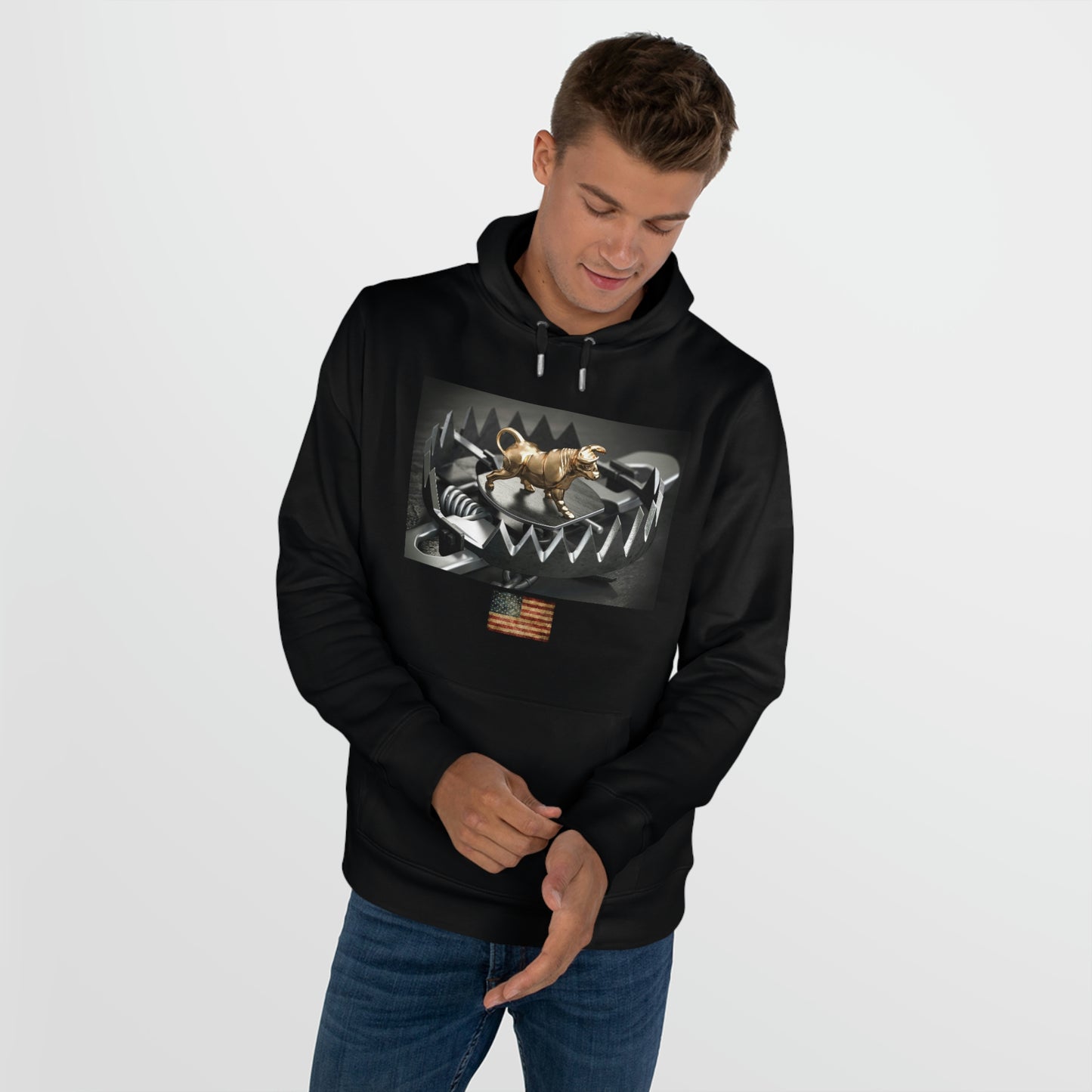 Stay Warm and Fashionable with Our Stock Market Bull Trap Fleece Comfy Hooded Sweatshirt - Perfect for the Savvy Investor!