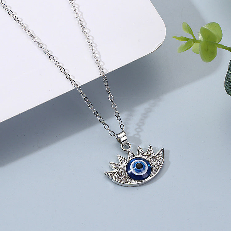 Turkish Eye Necklace Point Diamond Round Blue Eyes